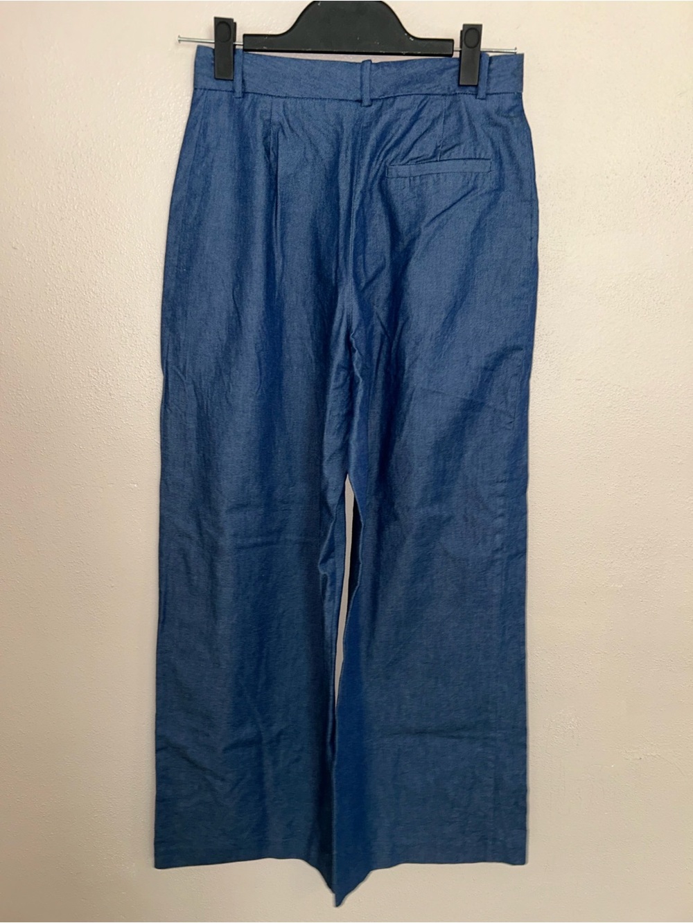 ZARA linen culotte high waist Navy Wide-Leg Pants - Picture 4 of 5